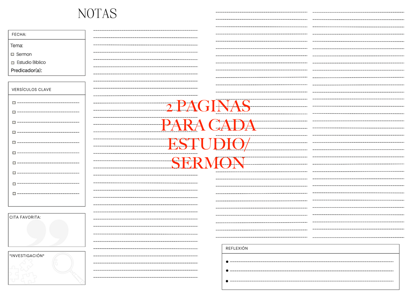 (Español) Notas de Estudios Biblicos y Sermones