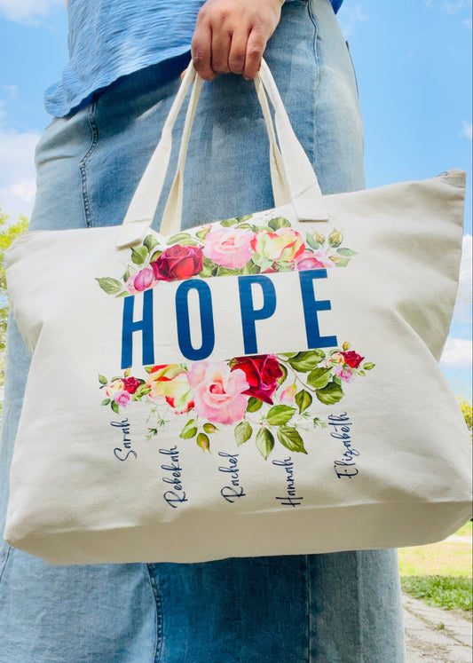 Hope Tote Bag Sarah, Rachel, Rebekah, Hannah, Elizabeth