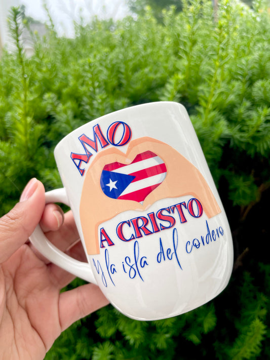 12 oz Amo a Cristo y la Isla del Cordero Taza / Mug