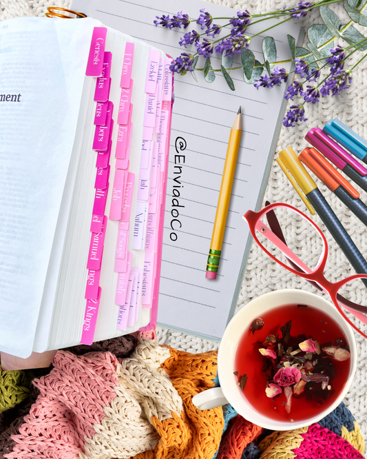 Pink Ombre Bible Tabs: Waterproof Vinyl, 66 Books + Blank